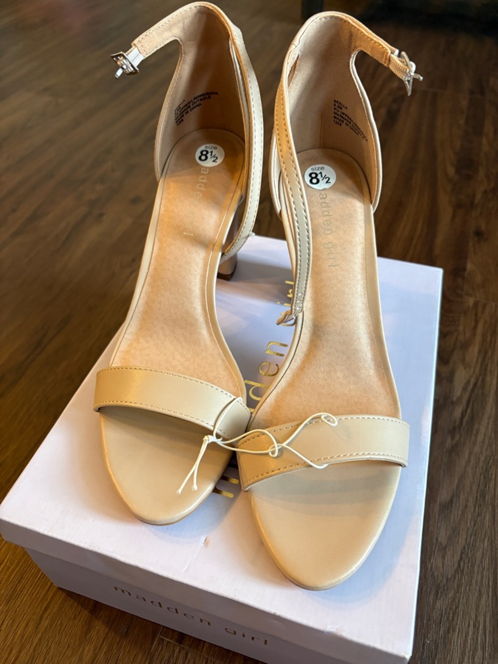 Madden Girl Nude Beige Ankle-Strap Heels